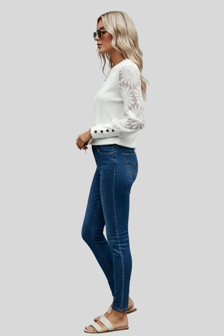 Floral Sleeve Elegant Women Blouse