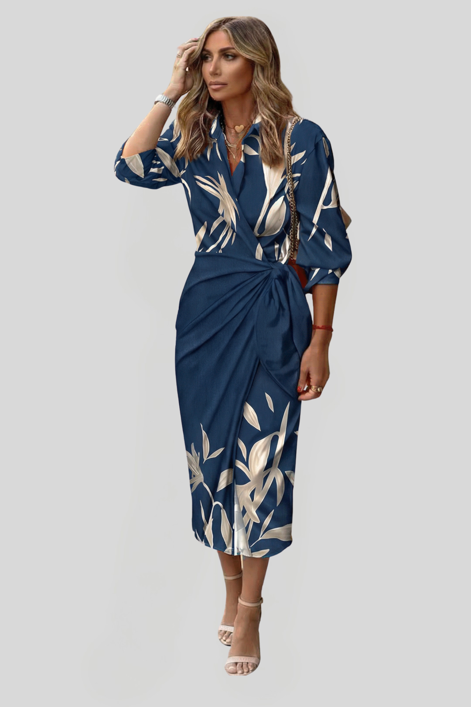 Women's Elegant Wrap Shirt Dress