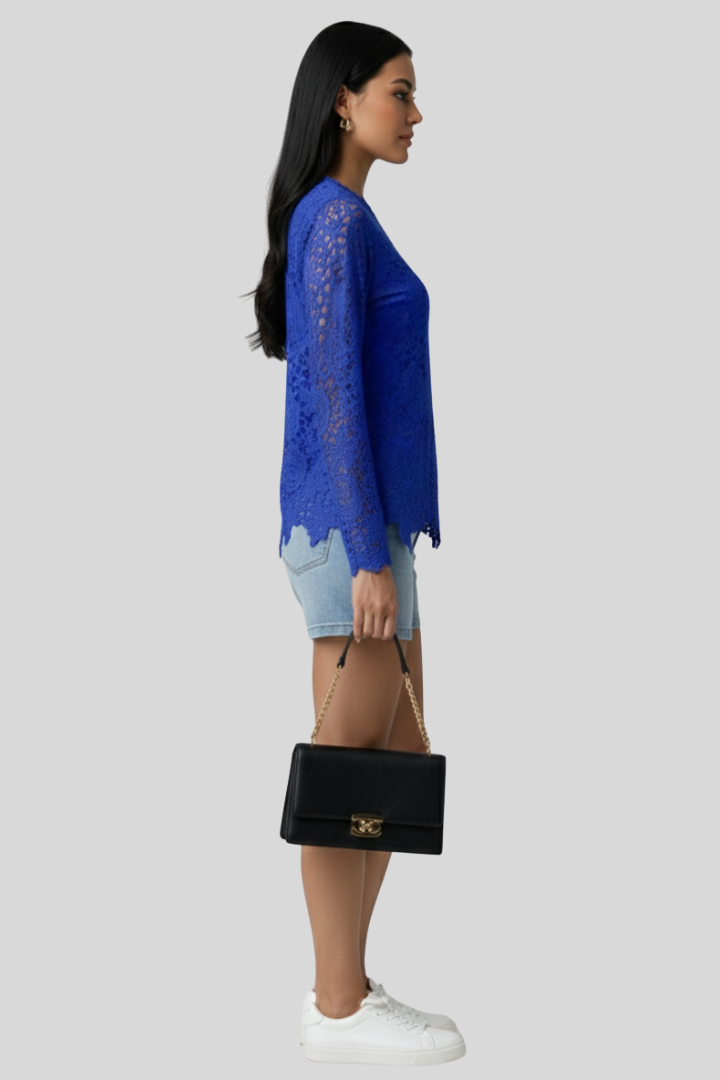 Women Floral Lace Long Sleeve Blouse