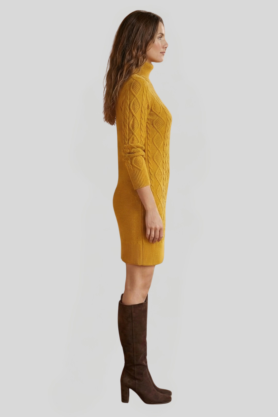 Women's Cable Knit Pattern Jumper Dress