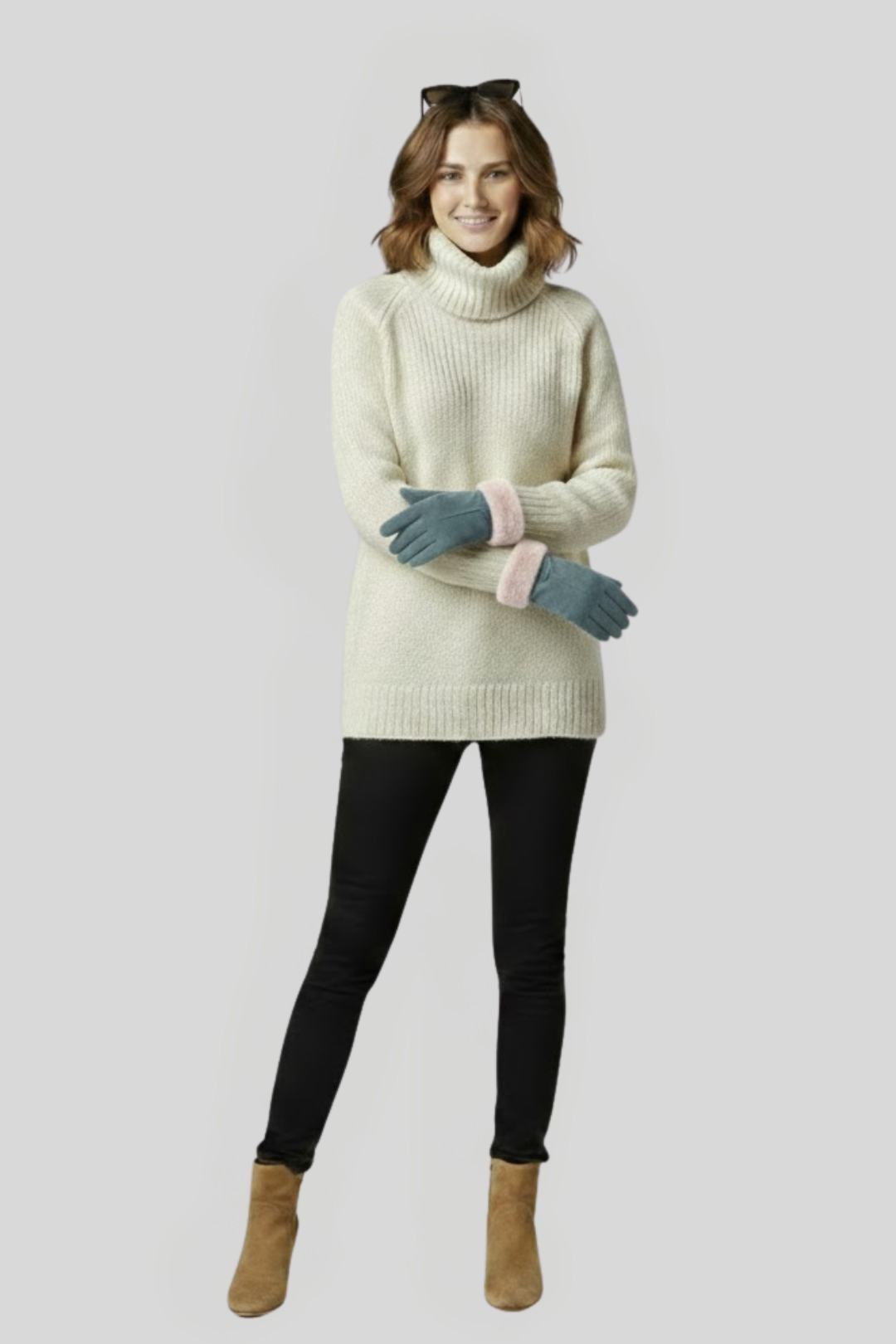 Women's Contrast-Lined Velvet Gloves