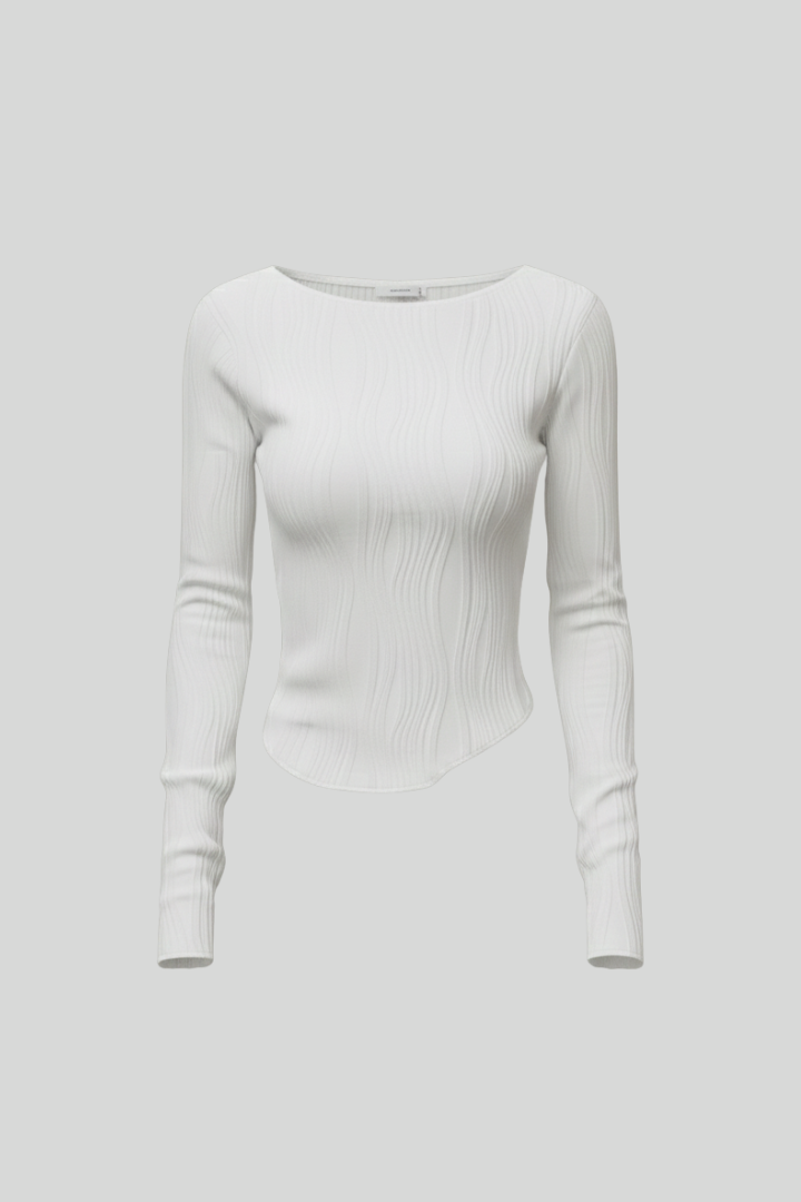 Women's Fitted Long Sleeve Textured Top